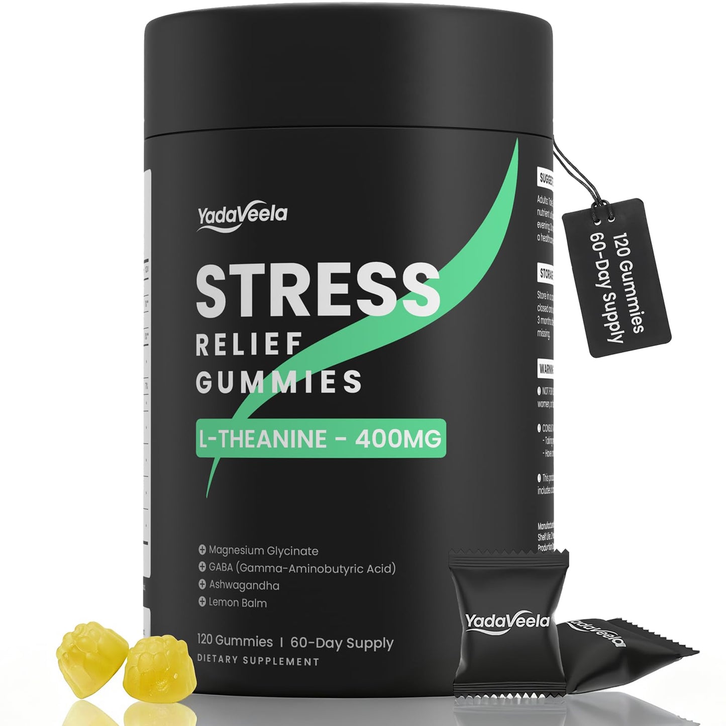 Stress Support Gummies for Kids & Adults | L-Theanine 400mg, Magnesium, GABA & Ashwagandha