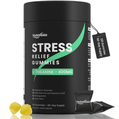 Stress Support Gummies for Kids & Adults | L-Theanine 400mg, Magnesium, GABA & Ashwagandha