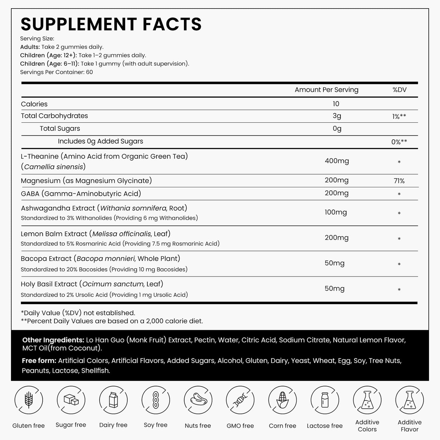 Stress Support Gummies for Kids & Adults | L-Theanine 400mg, Magnesium, GABA & Ashwagandha