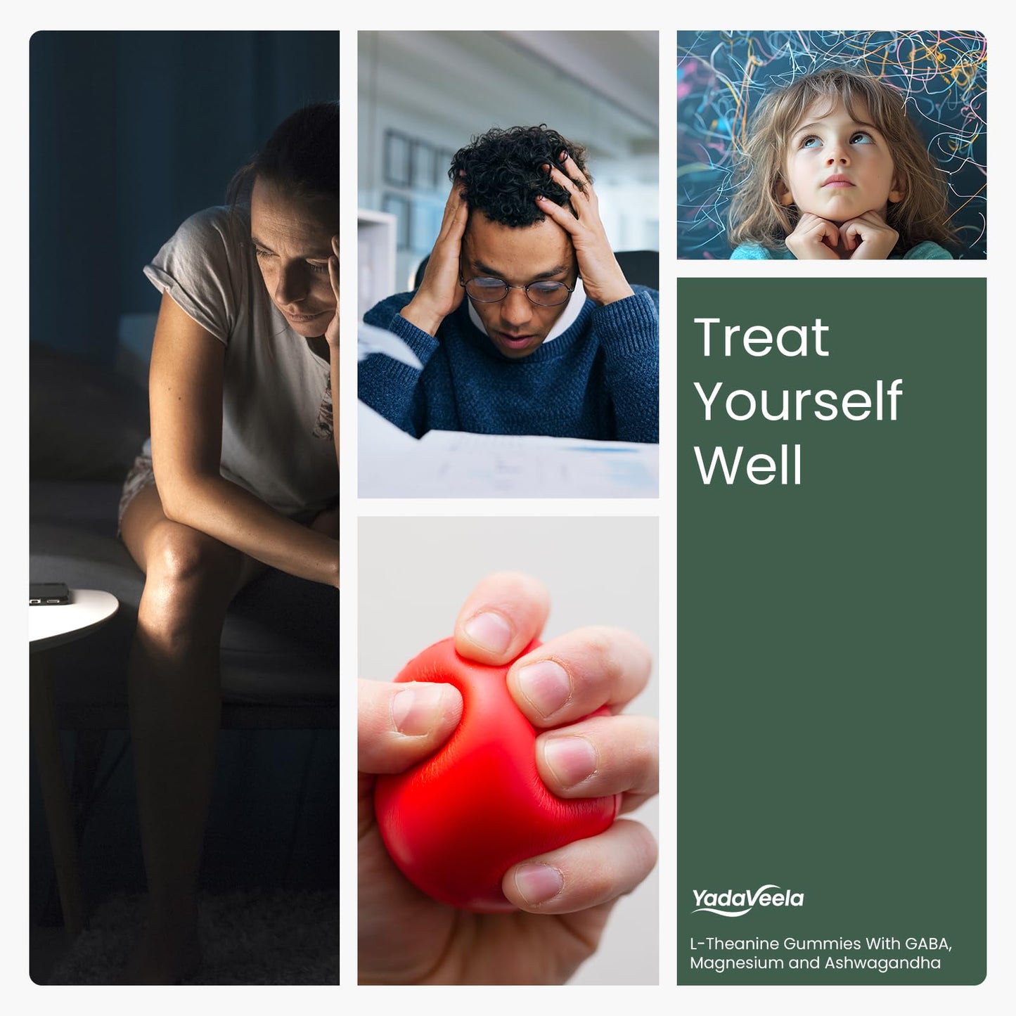 Stress Support Gummies for Kids & Adults | L-Theanine 400mg, Magnesium, GABA & Ashwagandha