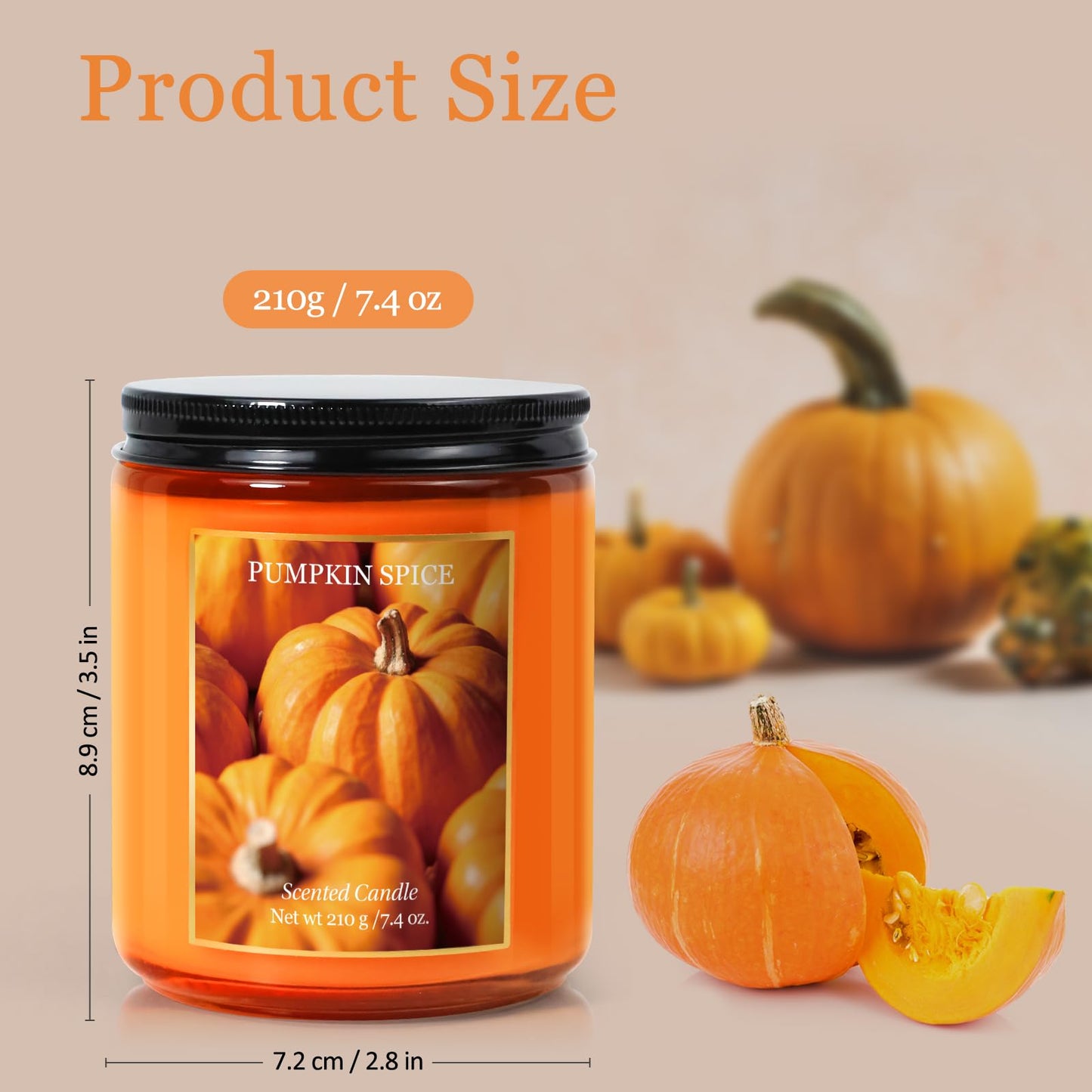 STRN Pumpkin Pie Candle Gift Set – Handmade Soy Wax 200g (Fall & Winter Aromatherapy)