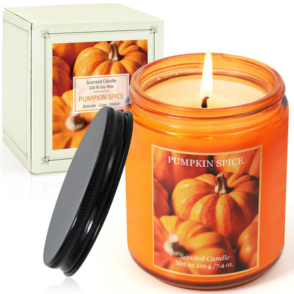 STRN Pumpkin Pie Candle Gift Set – Handmade Soy Wax 200g (Fall & Winter Aromatherapy)