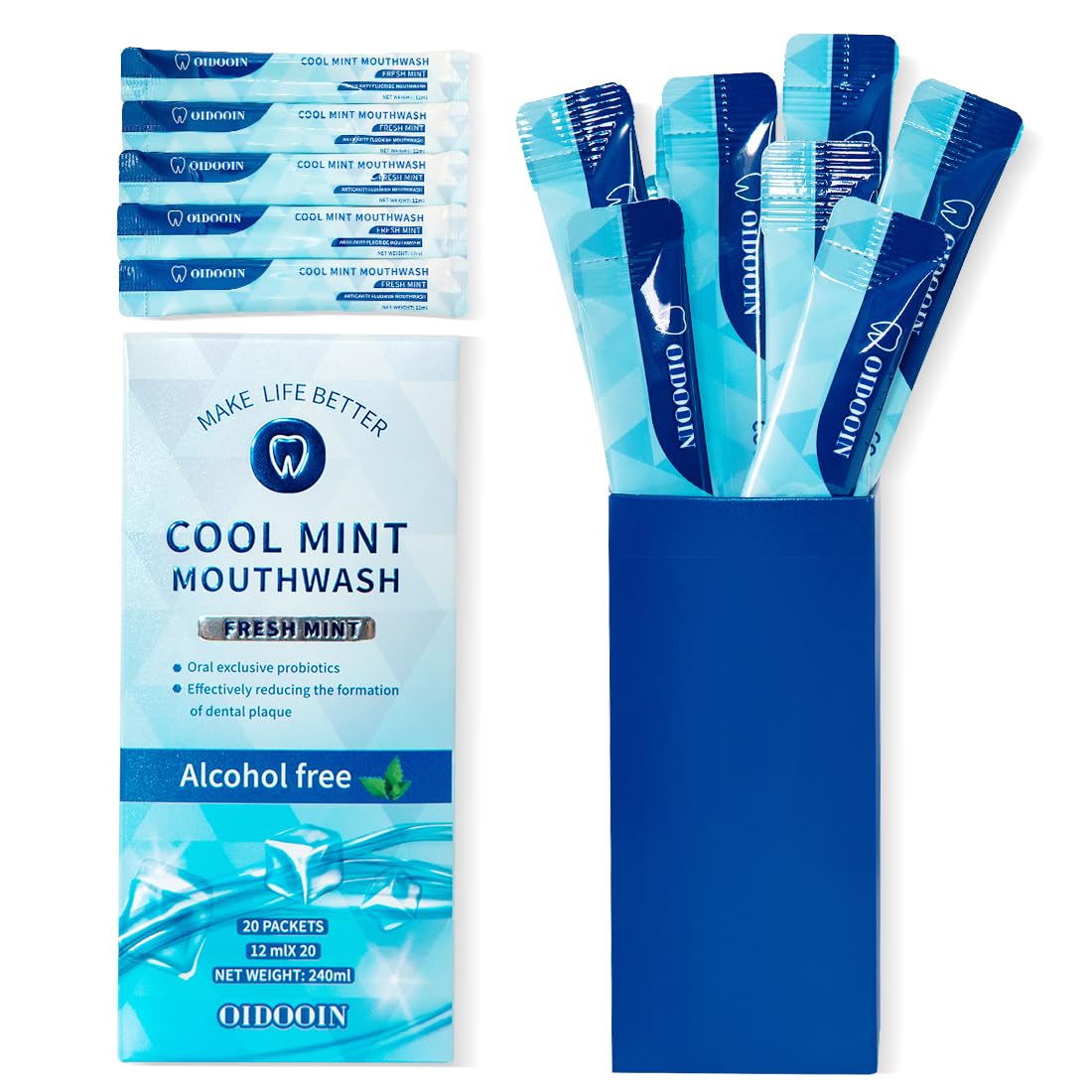 Strong Mint Mouthwash Alcohol Free - TSA Travel Mouthwash for Adults (20 Pack)