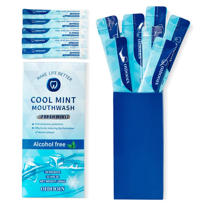 Strong Mint Mouthwash Alcohol Free - TSA Travel Mouthwash for Adults (20 Pack)