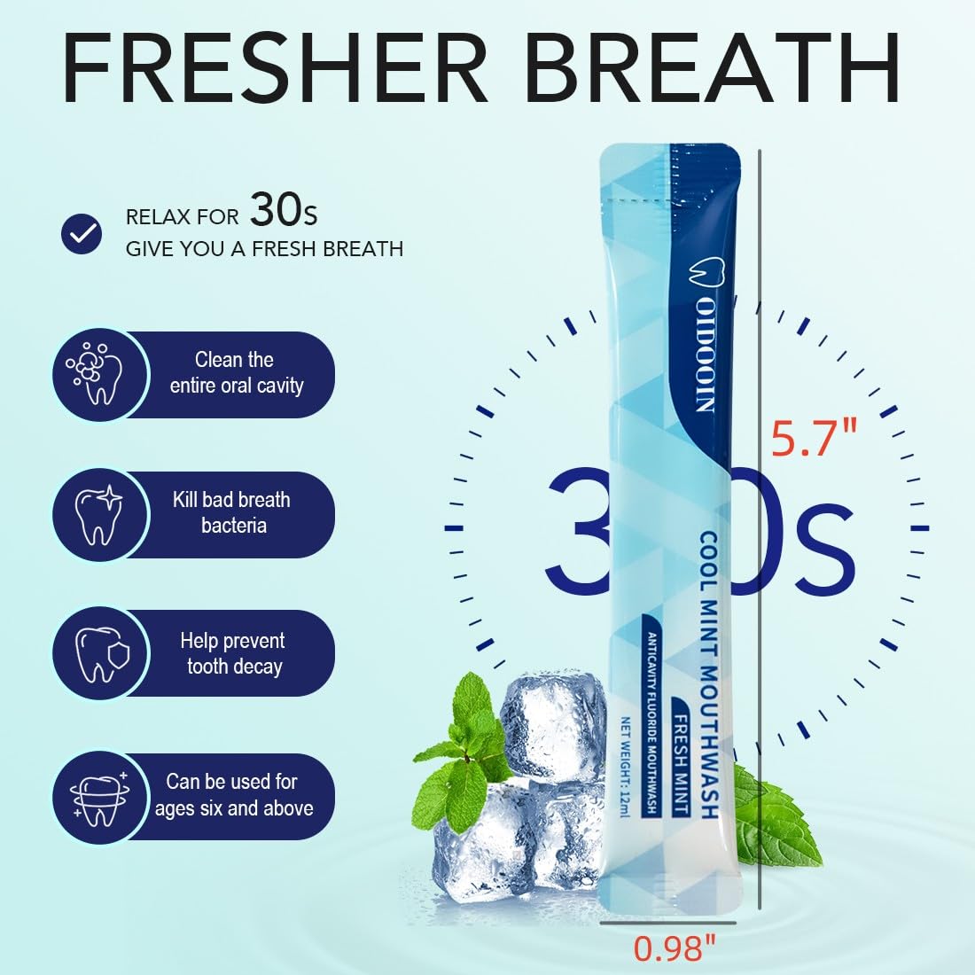 Strong Mint Mouthwash Alcohol Free - TSA Travel Mouthwash for Adults (20 Pack)
