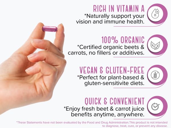 Strong Organics Beet & Carrot Capsules – Nitric Oxide Booster | USA Grown, 120 Vegan Caps