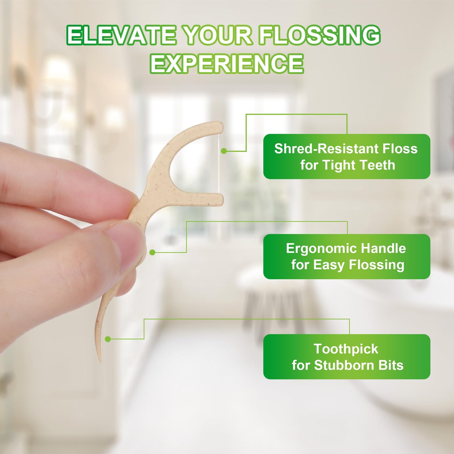 Lakeyface 200 Count Biodegradable Dental Floss Picks – Eco-Friendly Mint