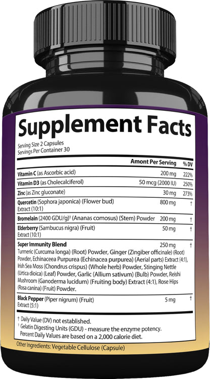 StrongVit Quercetin with Bromelain – Immune Support Supplement (Vegan, Non-GMO, Gluten-Free, USA)