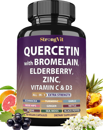 StrongVit Quercetin with Bromelain – Immune Support Supplement (Vegan, Non-GMO, Gluten-Free, USA)