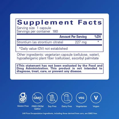 Pure Encapsulations Strontium (Citrate) – Hypoallergenic Bone Support, 180 Capsules BritishVita | Premium UK Vitamins & Wellness Supplements