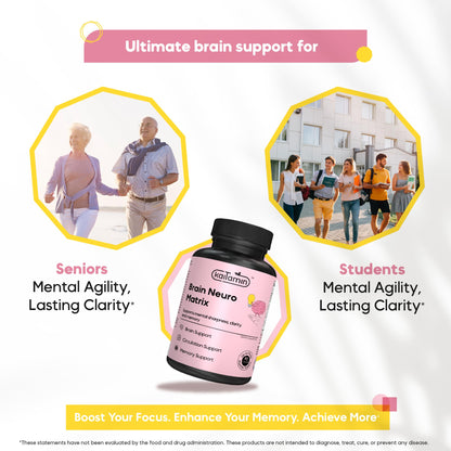 Memory & Focus Nootropic – Brain Matrix with Ginkgo Biloba & Huperzine A | Vegan, Caffeine-Free