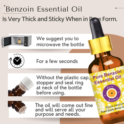 dève herbes Benzoin Essential Oil – Pure, Steam-Distilled 30ml (1oz) | Styrax Benzoin