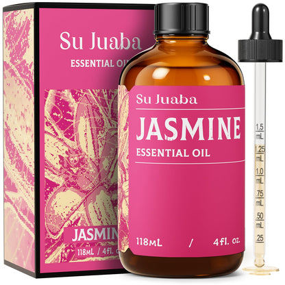 SU JUABA Jasmine Essential Oil 4 oz (118 ml) - 100% Pure Aromatherapy, Skin & Hair Care