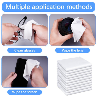 120 Pack Microfiber Cleaning Cloths for Glasses 5.5x5.5 - White & Reusable