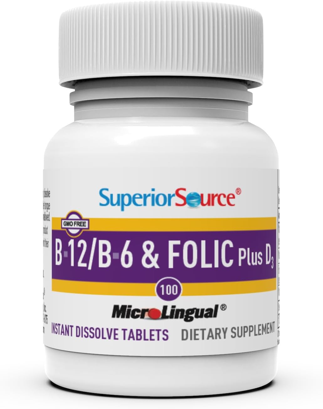 Superior Source No Shot B-12 1000 mcg + B-6, Folic Acid & D-3 1000 IU – Sublingual Tablets (Pack of 2)