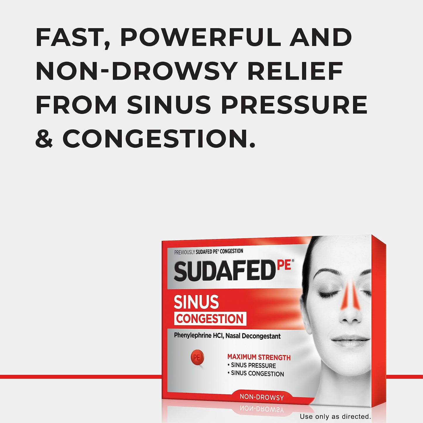 Sudafed PE Sinus Congestion Relief Tablets – Maximum Strength, Non-Drowsy 10 mg