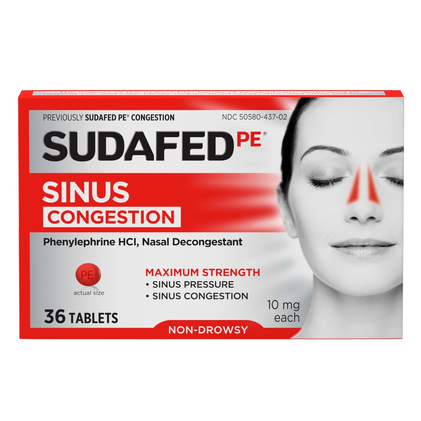 Sudafed PE Sinus Congestion Relief Tablets – Maximum Strength, Non-Drowsy (36 ct)