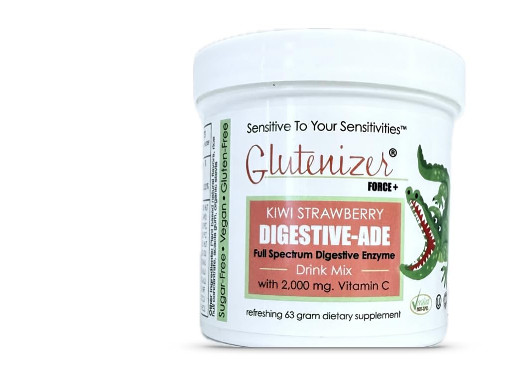 Sufficient C - Glutenizer Force Plus Kiwi-Strawberry Digestive-Ade Drink Mix | Premium Full Spectrum Enzyme Blend + 2,000 mg Vitamin C