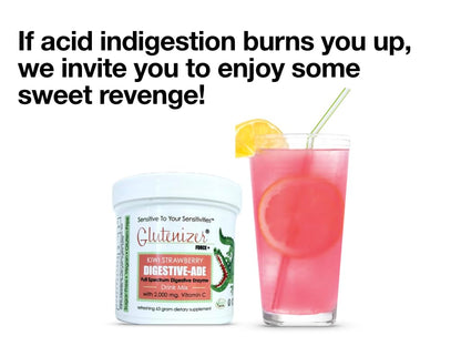 Sufficient C - Glutenizer Force Plus Kiwi-Strawberry Digestive-Ade Drink Mix | Premium Full Spectrum Enzyme Blend + 2,000 mg Vitamin C