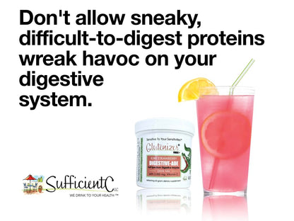 Sufficient C - Glutenizer Force Plus Kiwi-Strawberry Digestive-Ade Drink Mix | Premium Full Spectrum Enzyme Blend + 2,000 mg Vitamin C