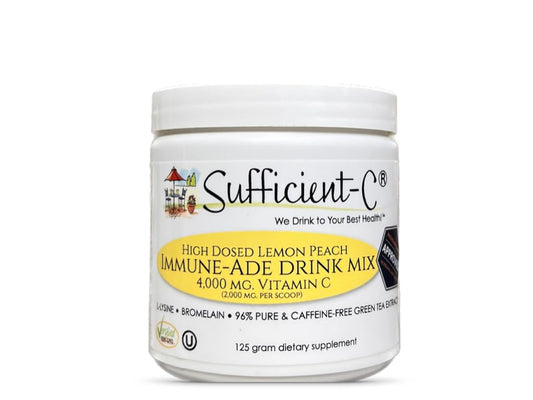 Sufficient-C High-Dose Vitamin C Lemon Peach Immune-Ade – 125g, Non-GMO BritishVita | Premium UK Vitamins & Wellness Supplements