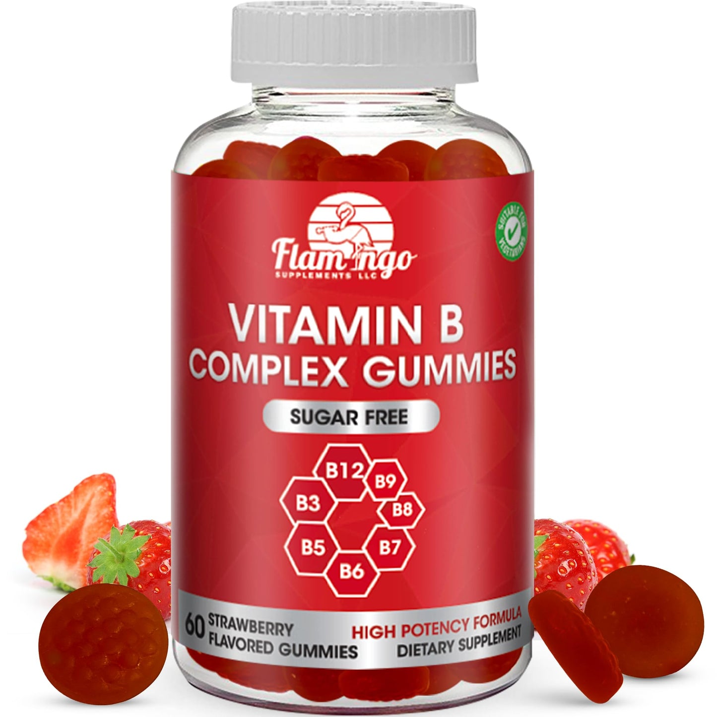 Sugar Free Vitamin B Complex Gummies - B12, B6, B3, B7, B9 | Prenatal, Vegan, Elderly