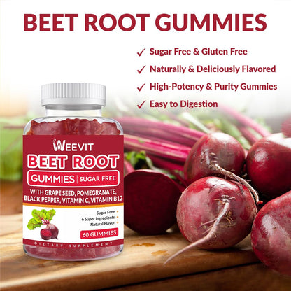 Sugar Free Beet Gummies with Grape Seed, Pomegranate & Vitamin C | Nitric Oxide Booster