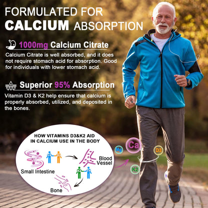Sugar Free Calcium Citrate Gummies 1000mg – Vegan D3/K2 (60 ct)