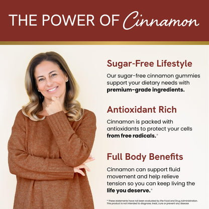 Sugar-Free Cinnamon Gummies 2000MG – Ceylon & Cassia Cinnamon Complex | Vegan, Gluten-Free | 60 Gummies