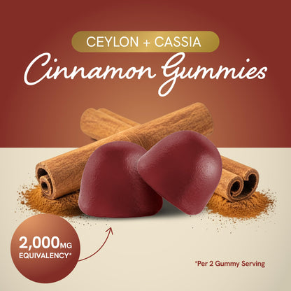 Sugar-Free Cinnamon Gummies 2000MG – Ceylon & Cassia Cinnamon Complex | Vegan, Gluten-Free | 60 Gummies