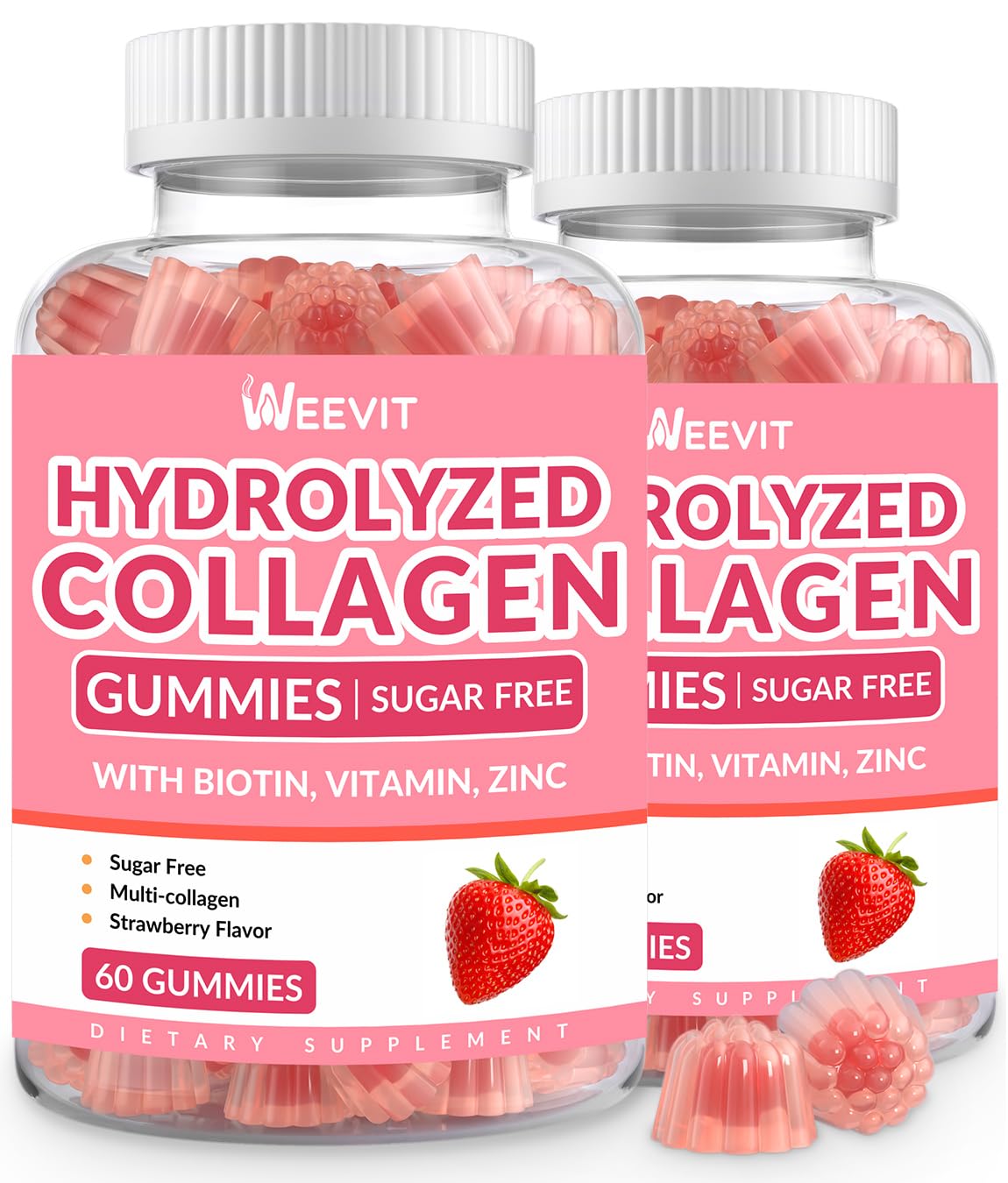 Sugar Free Collagen Gummies for Women – Multi-Collagen I II III V X + Biotin & Vitamins