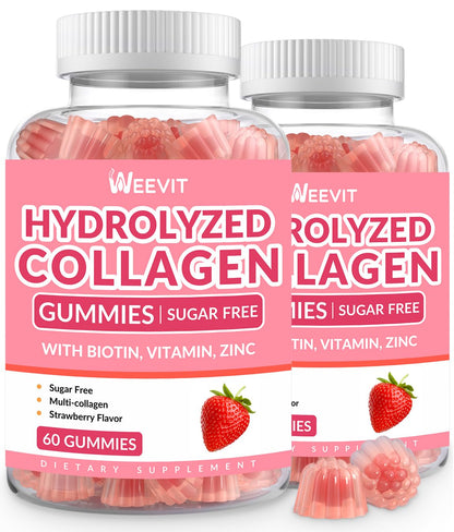 Sugar Free Collagen Gummies for Women – Multi-Collagen I II III V X + Biotin & Vitamins