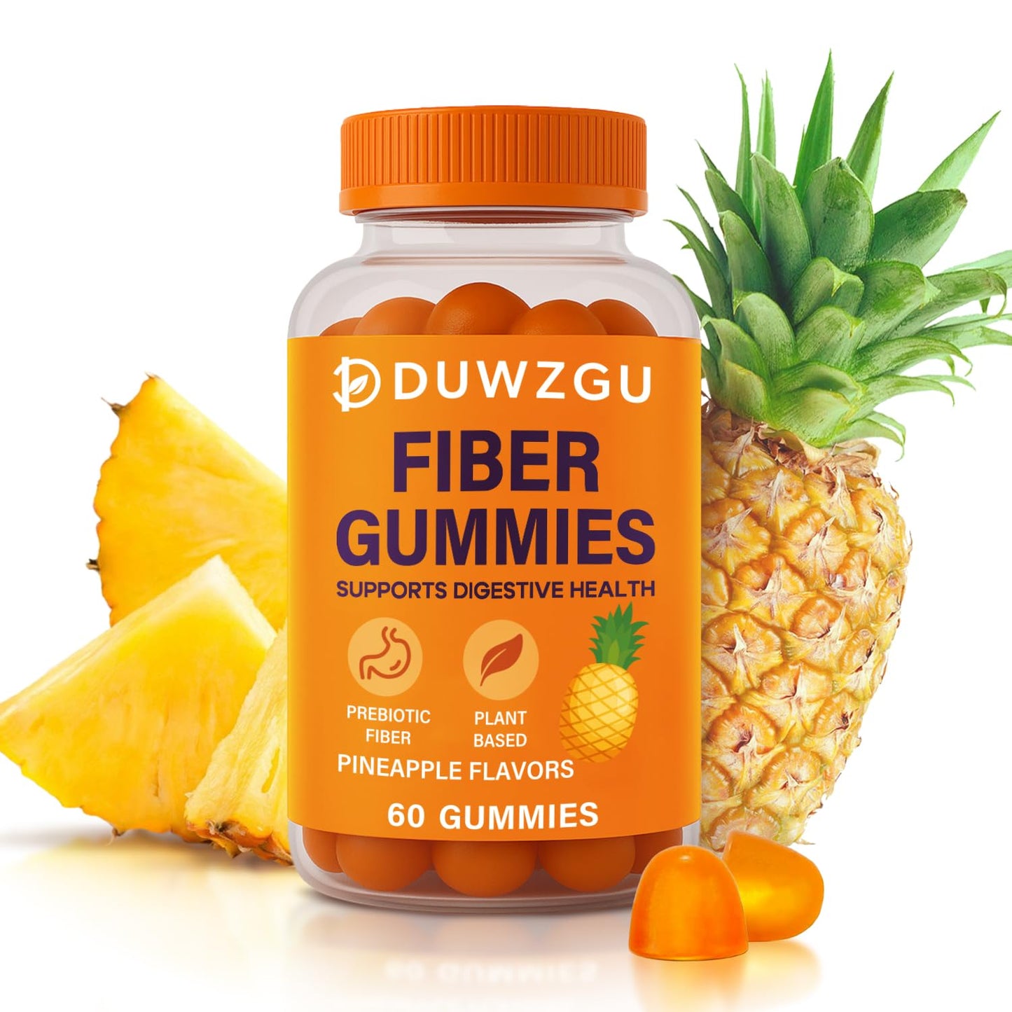 Sugar Free Fiber Gummies – 4g Fiber per Serving | Vegan & Gluten-Free | 60 Count