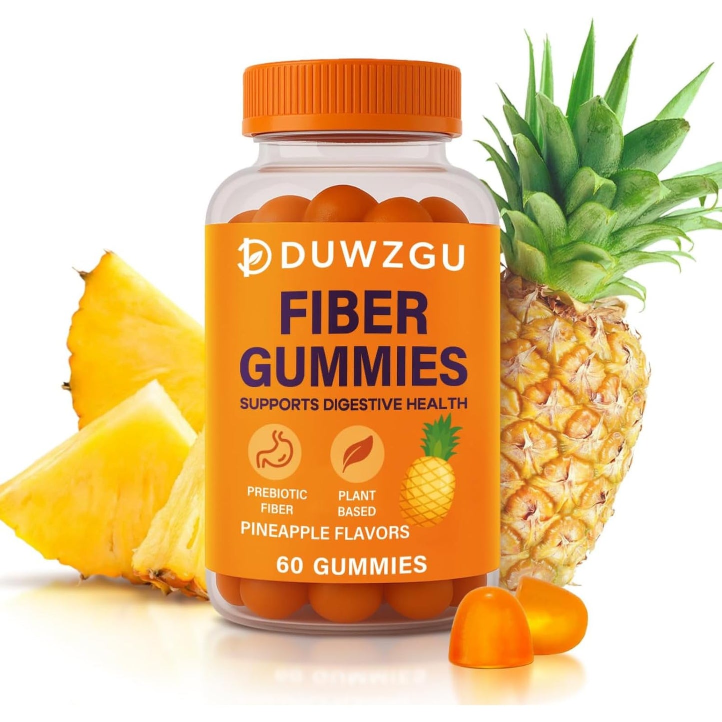 Sugar Free Fiber Gummies – 4g Fiber per Serving | Vegan & Gluten-Free | 60 Count