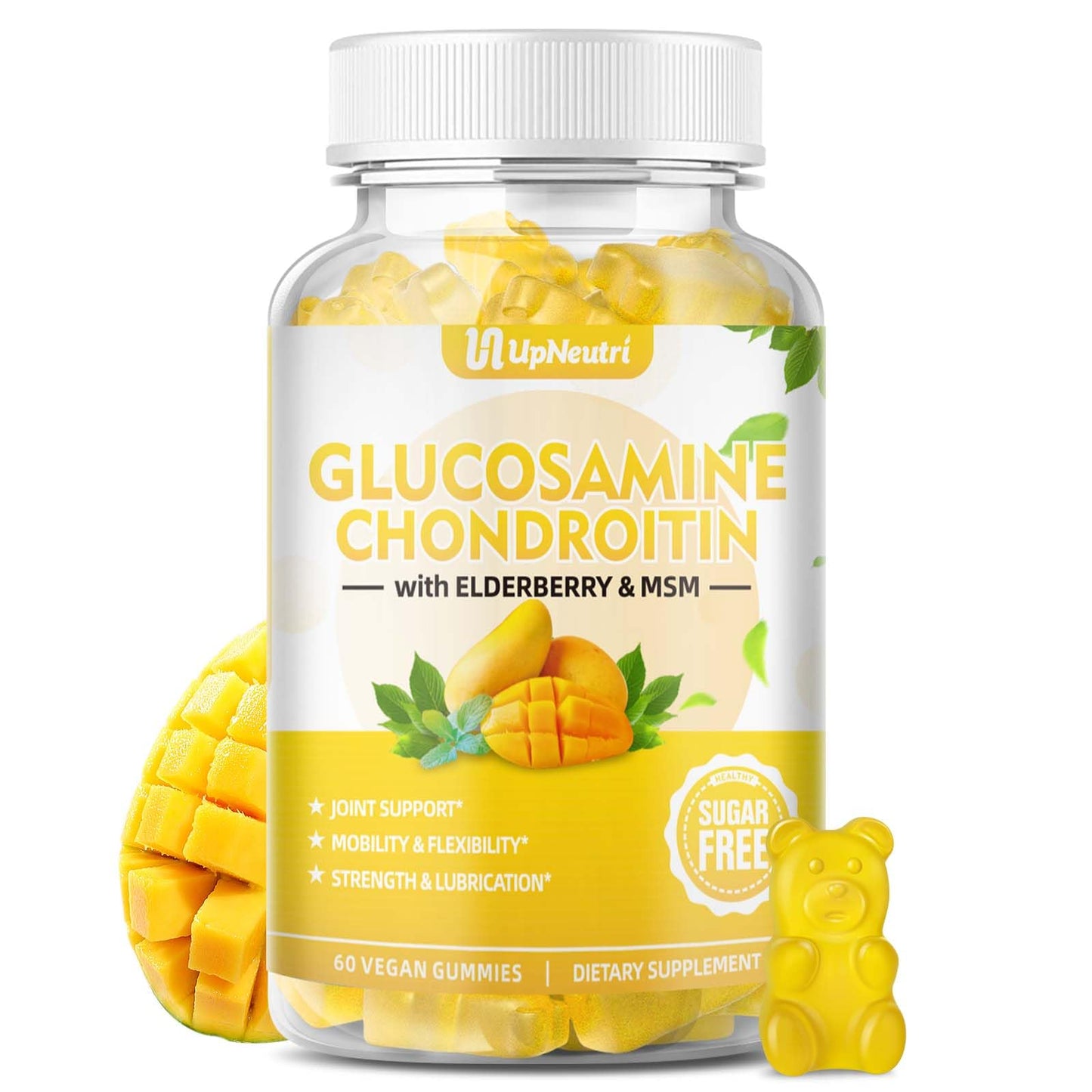 Sugar Free Glucosamine Chondroitin Gummies - Extra Strength 1500mg Joint Support