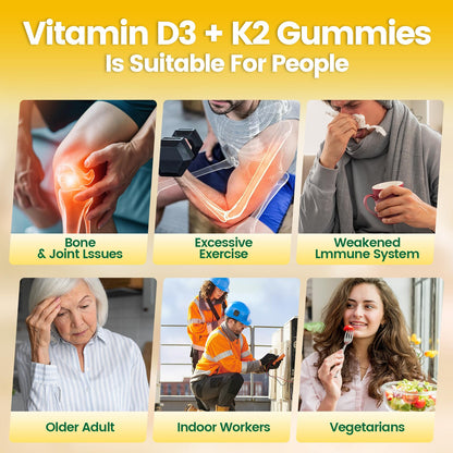 Vitamin D3 K2 Gummies 10000 IU + MK7-200 mcg | 60 Gummies