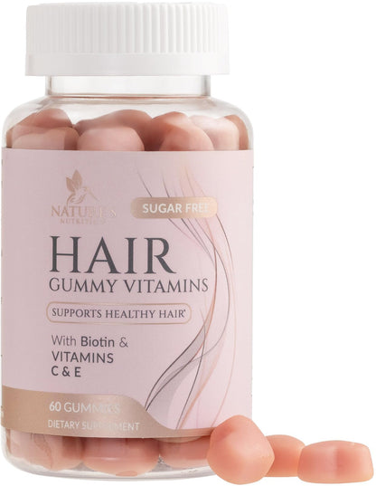 Sugar Free Hair Vitamins Gummies with Biotin 5000 mcg – Supports Hair Growth