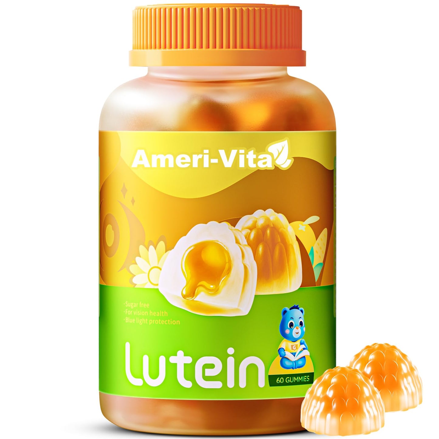 Sugar Free Lutein Gummies 5mg + 1mg Zeaxanthin for Eye Health – Orange Flavor, 60 Count