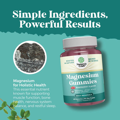 Sugar Free Magnesium Gummies for Adults - Vegan Citrate, 180mg Elemental | Berry Flavor | Non-GMO, Halal, Gluten Free (2 Months)