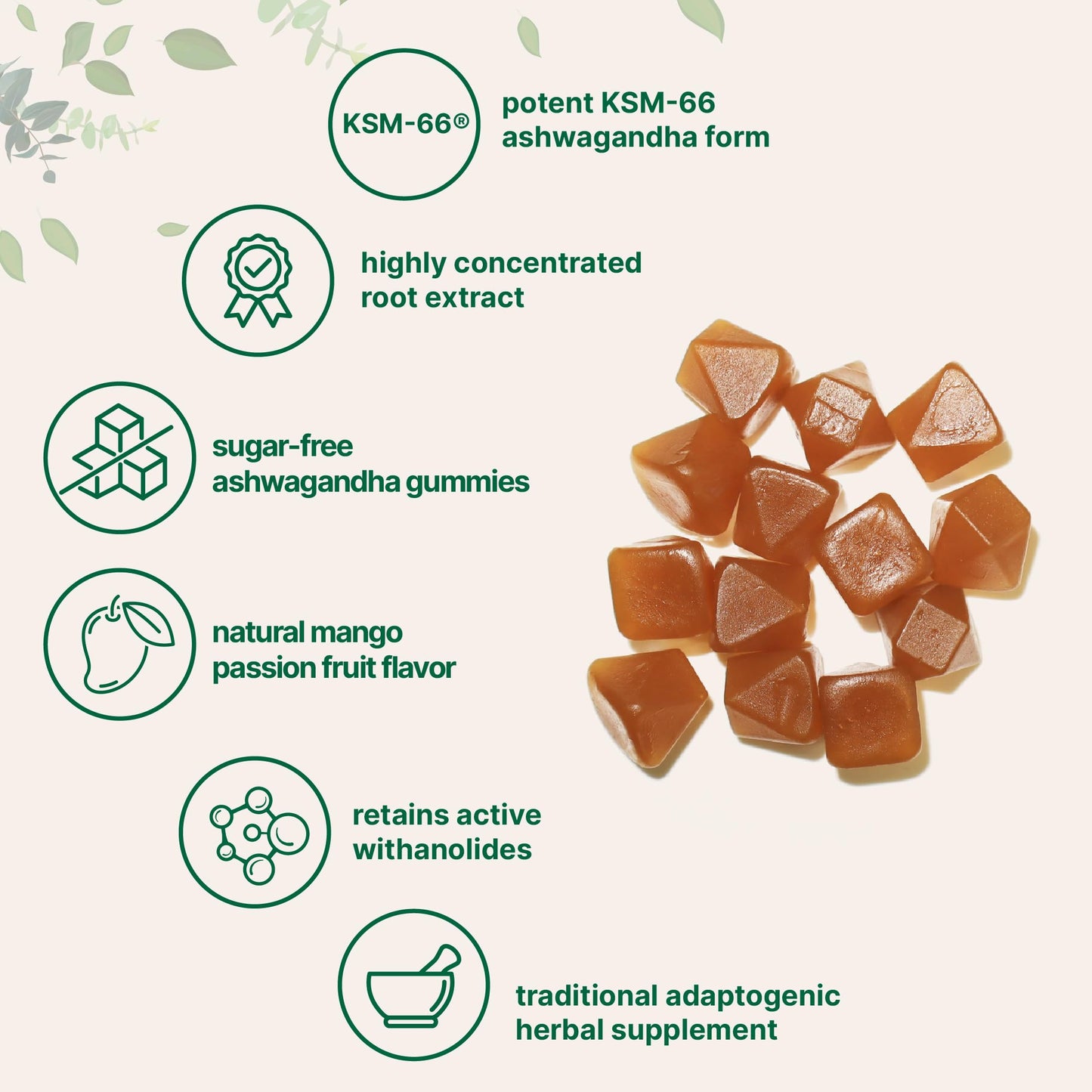 Micro Ingredients KSM-66 Ashwagandha Gummies 300mg – 120 Count | Sugar Free Mango Passion Fruit | Non-GMO