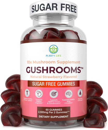 Sugar-Free Mushroom Complex Gummies – 10x Mushroom Blend (Lion's Mane, Reishi, Chaga) – No Sugar or Pills