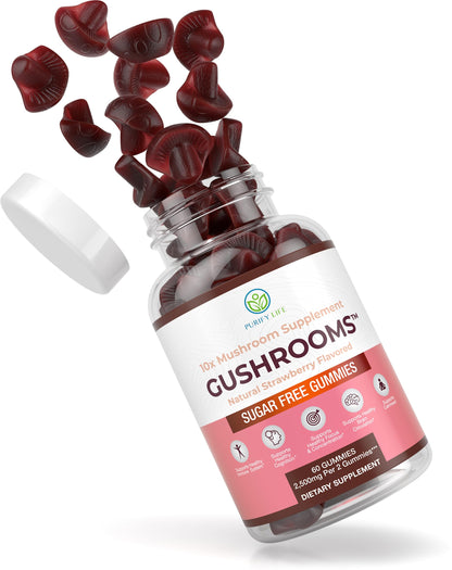Sugar-Free Mushroom Complex Gummies – 10x Mushroom Blend (Lion's Mane, Reishi, Chaga) – No Sugar or Pills