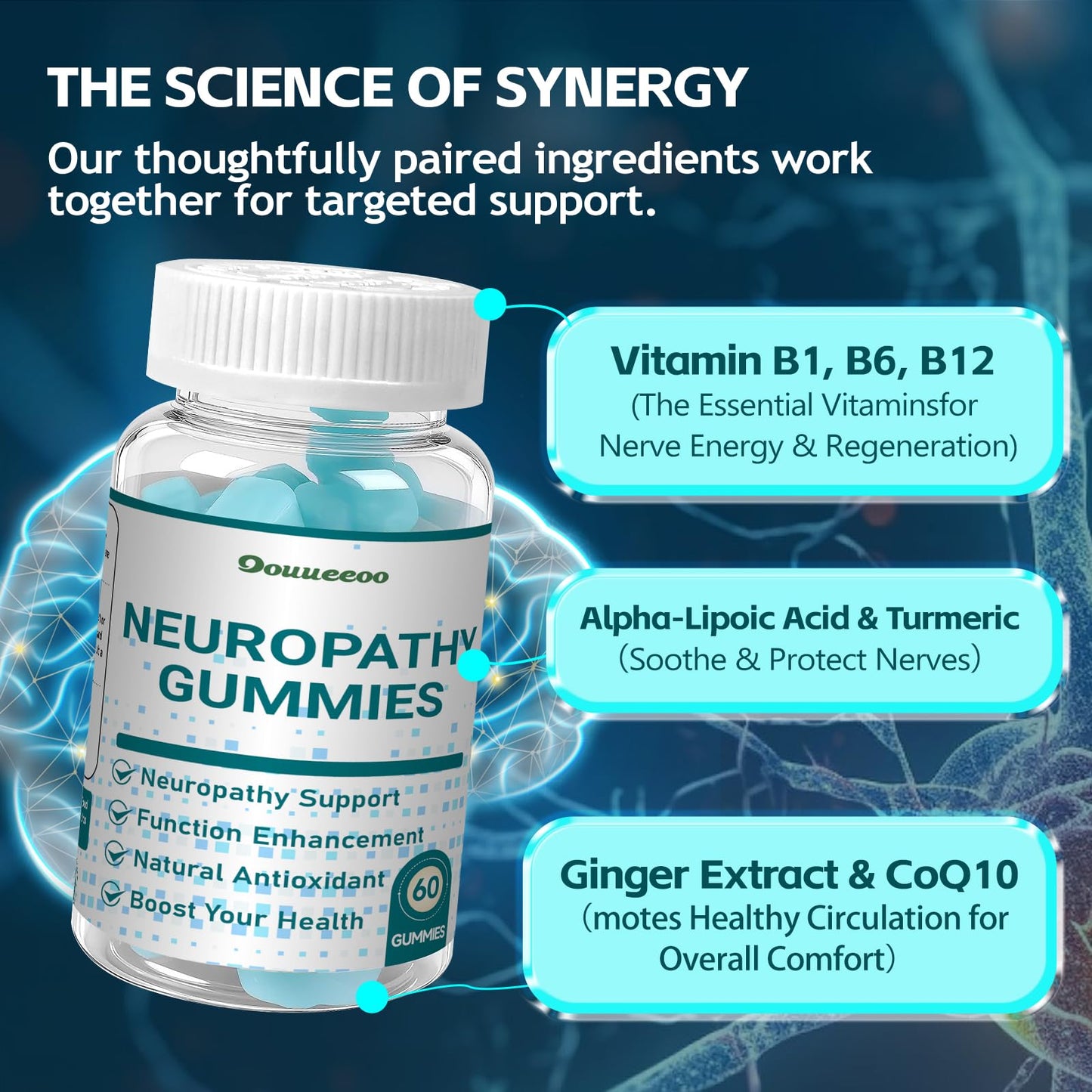 Sugar Free Neuropathy Gummies – Nerve Health, Regeneration & Cognitive Support