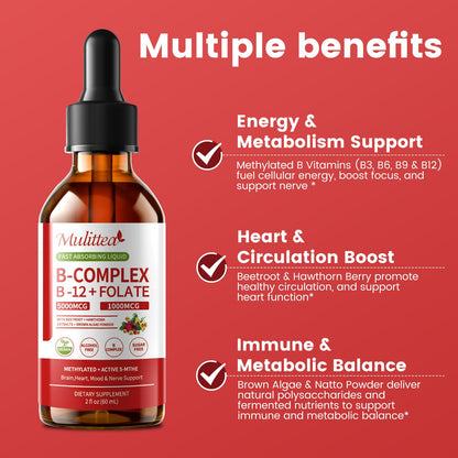 Methylated B Complex Liquid Drops - 5000 mcg B12 + 1000 mcg 5-MTHF