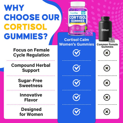 Cortisol Reducer for Women – Ashwagandha, GABA, Saffron, 60 Vegan Gummies