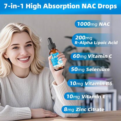 Liquid NAC Drops 1000mg with Alpha Lipoic Acid | Immune Support for Adults & Kids | 2 oz Lemon