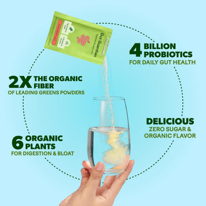 Feel Goods Gut Guardian Organic Fiber, Probiotic & Prebiotic Powder - Sugar Free, Vegan (Strawberry Kiwi) - 15 Count
