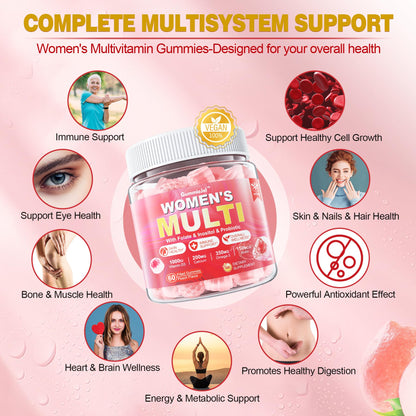 Sugar-Free Women's Multivitamin Gummies – Methylated Multivitamin with Omega-3, Enzymes & Antioxidants (60 ct)