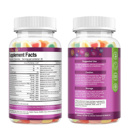 Sugar Free Women's Multivitamin Gummies with Iron – Immune & Skin Health | 60 Count