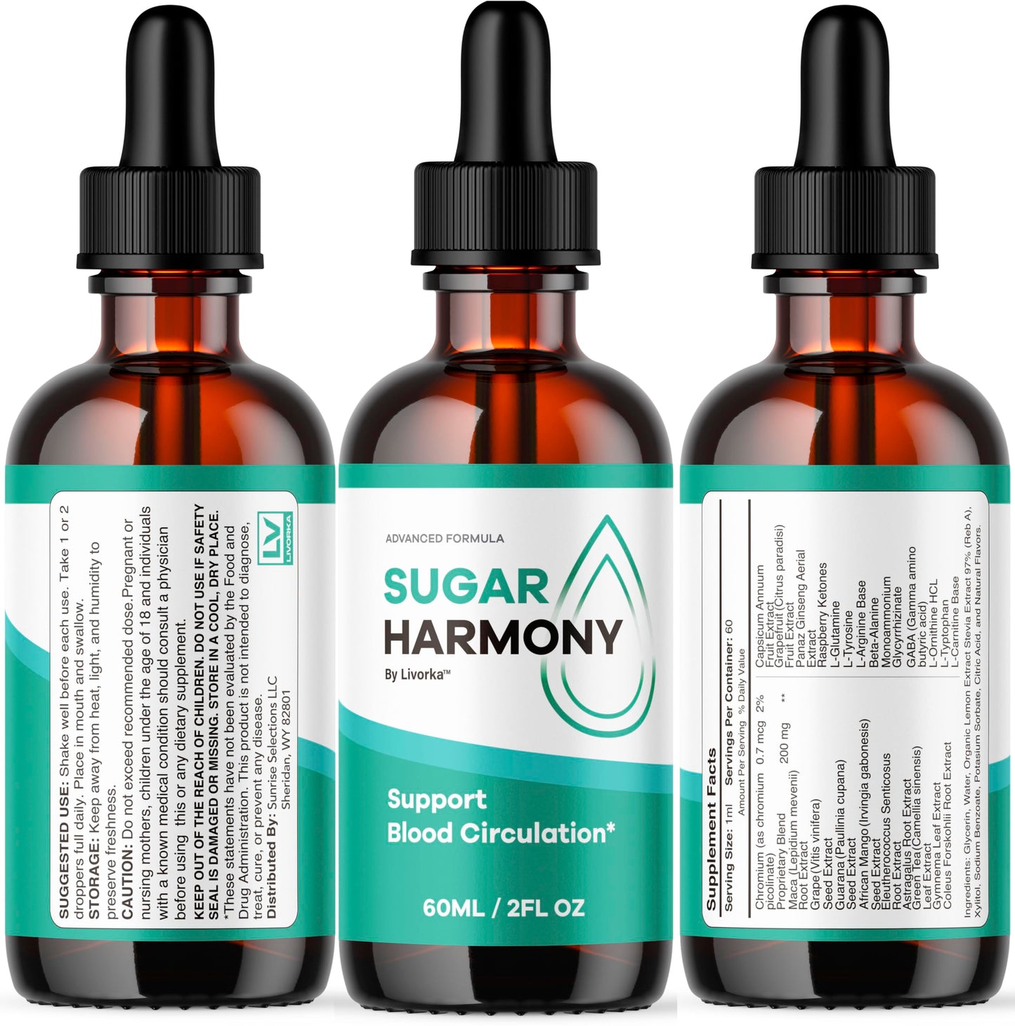 Sugar Harmony Drops (3 Pack) – Premium Liquid Wellness Support | 3 Bottles